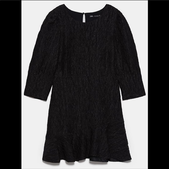 Zara Textured Weave Dress- Black - Picture 5 of 9